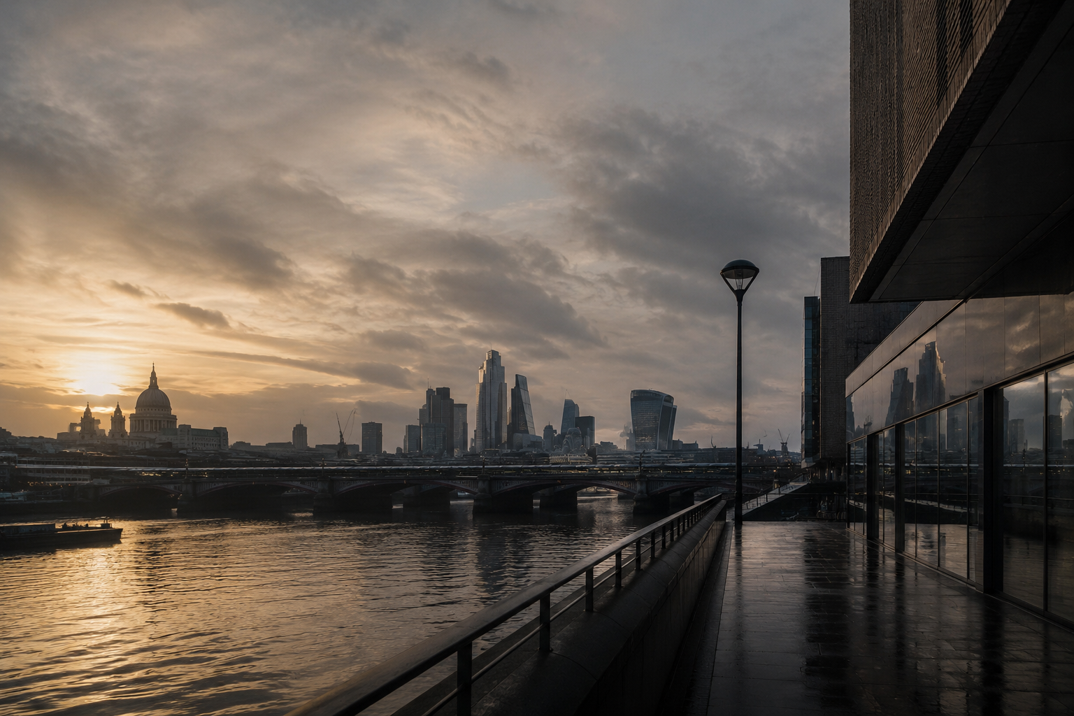 AI Governance and Institutional Continuity London skyline viewed from the South Bank, reflecting the institutional and governance structures that shape AI decision-making.